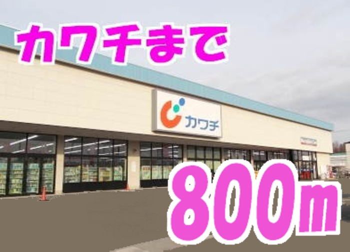 近くのカワチ薬品まで800m（徒歩10分）