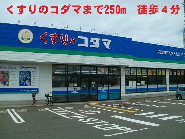 近くのクスリのこだままで250m（徒歩4分）