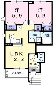 フルール祇園Ⅱの間取り画像