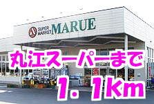 近くの丸江スーパーまで1,100m（徒歩14分）