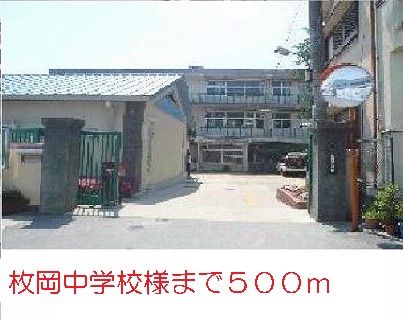近くの枚岡中学校まで500m（徒歩7分）