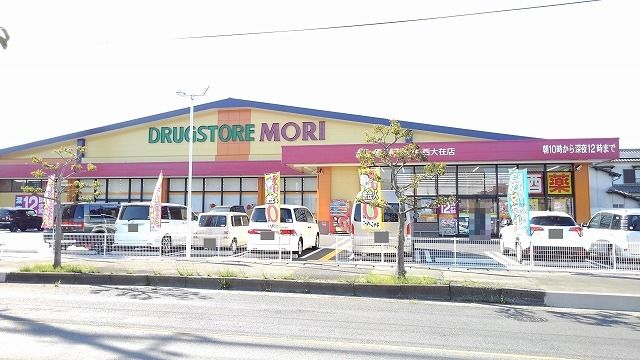 近くのドラッグストアモリ 大在西店まで800m(徒歩10分)