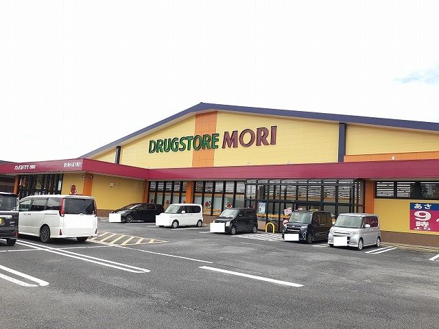 近くのドラッグストアモリ西都店まで900m（徒歩12分）