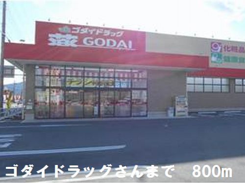 近くのゴダイドラッグさんまで800m（徒歩10分）