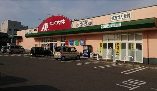 近くのクスリのアオキ馬越店まで400m（徒歩5分）