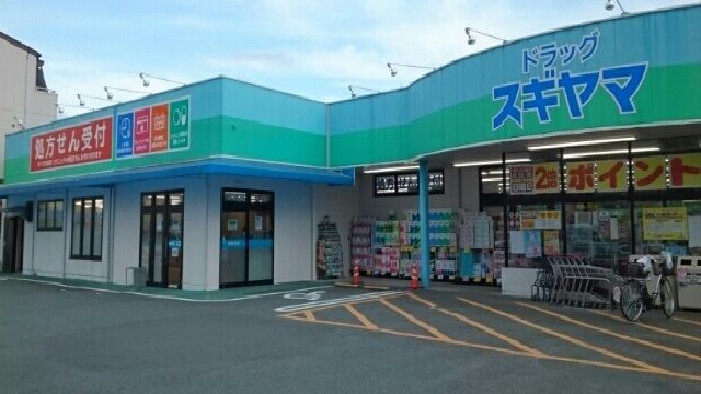 近くのドラッグスギヤマ新城店様まで370m（徒歩5分）