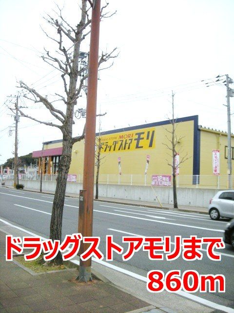 近くのドラッグストアモリまで860m（徒歩11分）