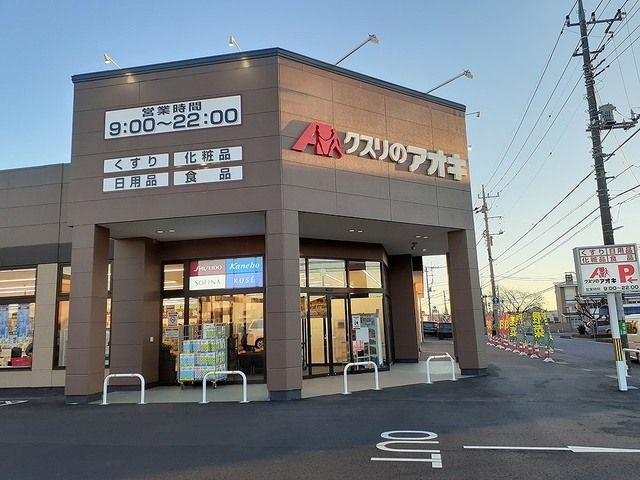 近くのクスリのアオキまで800m（徒歩10分）