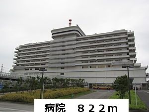 近くの病院まで822m（徒歩11分）