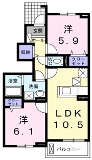 プリート南国 Bの間取り画像