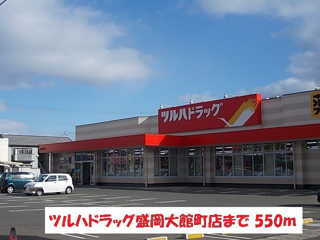近くのツルハドラッグ盛岡大館町店まで550m（徒歩7分）