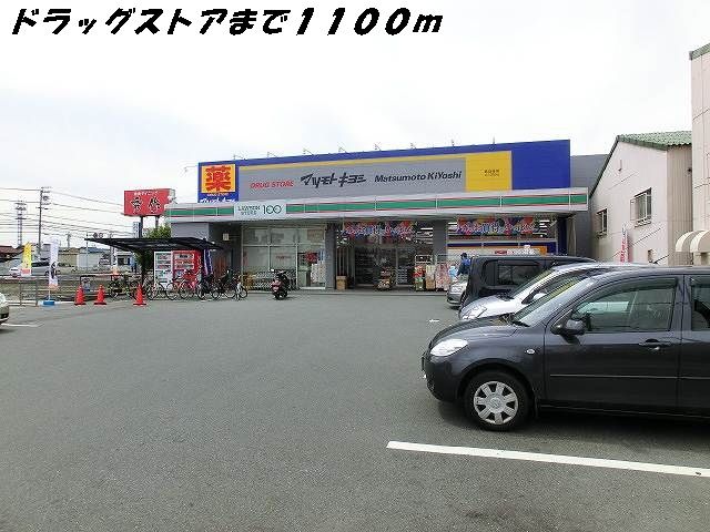 近くのドラッグストアまで1,100m（徒歩14分）