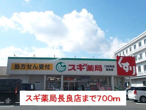 近くのスギ薬局長良店まで700m（徒歩9分）