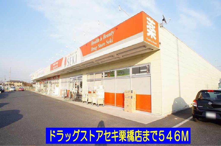 近くのドラッグストアセキ栗橋店まで546m（徒歩7分）