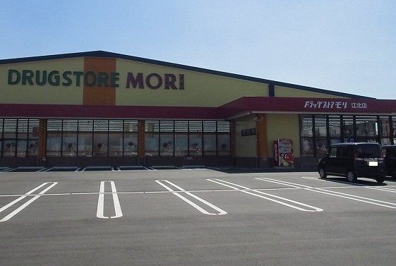 近くのドラッグストアモリ江北店まで450m（徒歩6分）