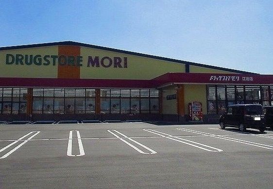 近くのドラッグストアモリ江北店まで450m（徒歩6分）