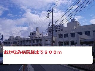 近くのおかなみ病院様まで800m（徒歩10分）