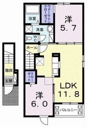 ヴィラ・アルバーダ Bの間取り画像