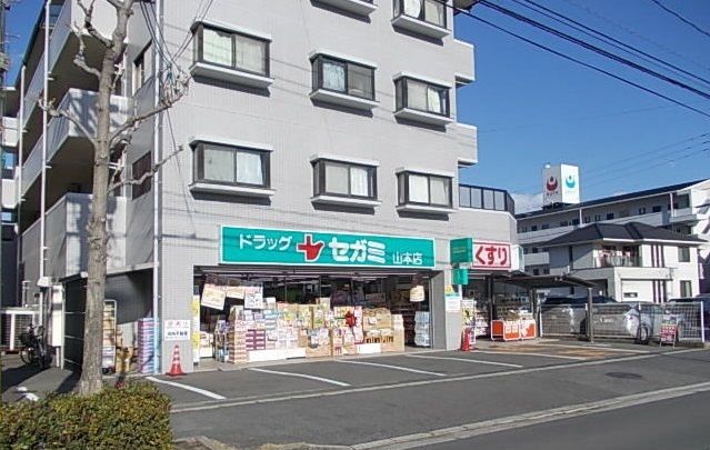 近くのドラッグセガミ山本店まで900m（徒歩12分）