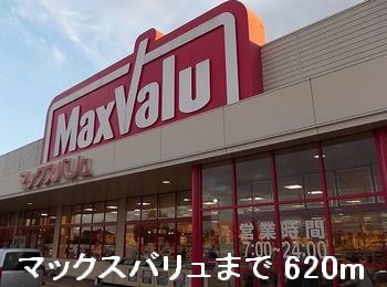 近くのマックスバリュまで620m（徒歩8分）