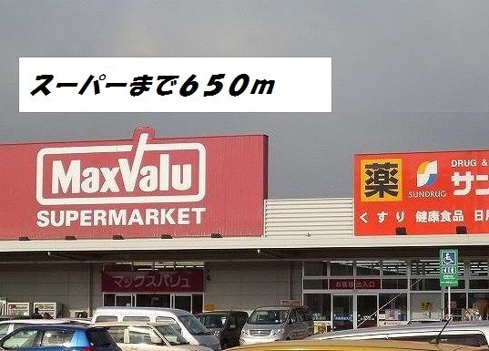 近くのマックスバリュ他まで650m（徒歩9分）