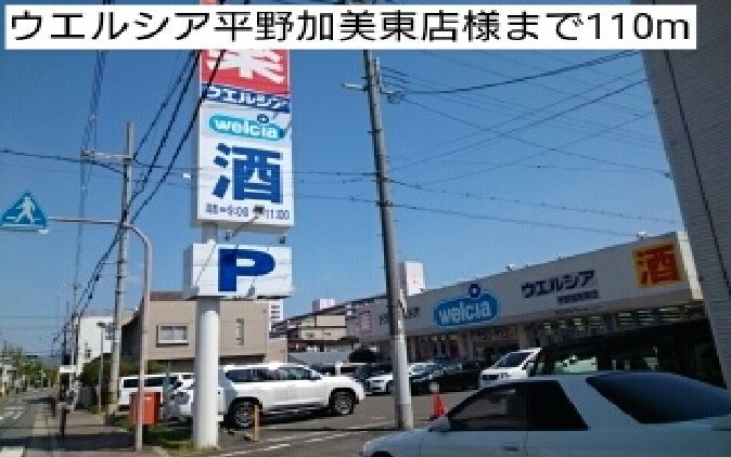 近くのウエルシア平野加美東店様まで110m（徒歩2分）
