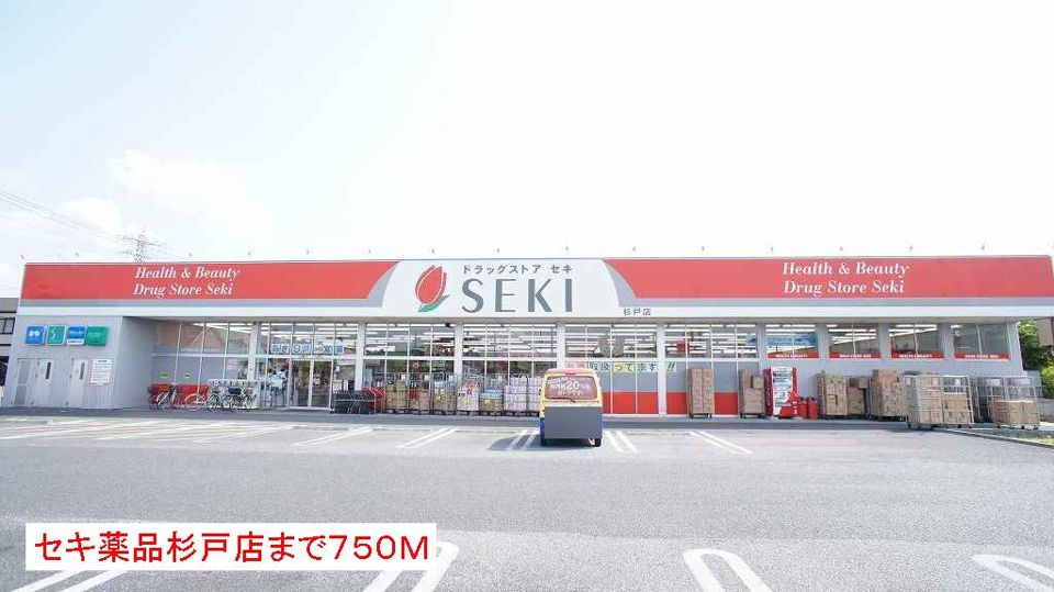 近くのドラッグストアまで750m（徒歩10分）