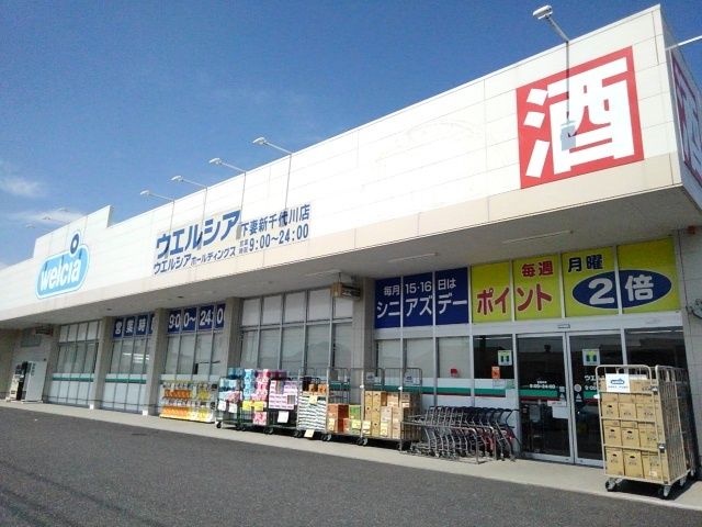 近くのウエルシア下妻新千代川店まで550m（徒歩7分）