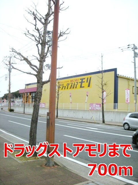 近くのドラッグストアモリまで700m（徒歩9分）