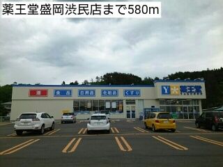 近くの薬王堂盛岡渋民店まで580m（徒歩8分）