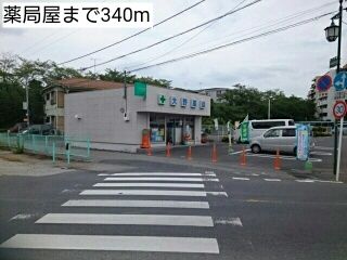 近くの薬局屋まで340m（徒歩5分）