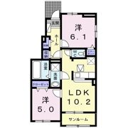 第7 レジデンス朝日 Bの間取り画像