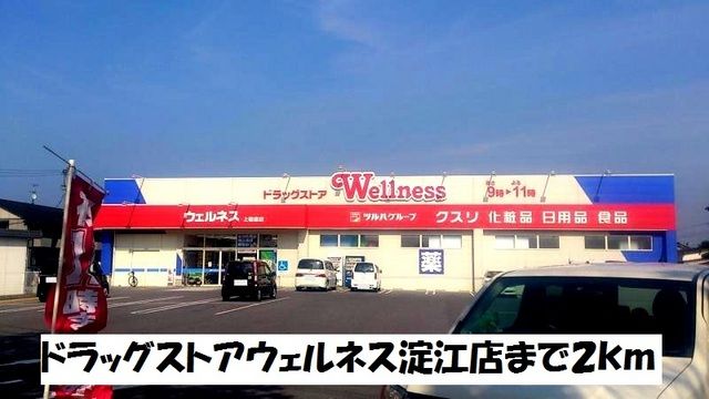 近くのドラッグストアウェルネス淀江店まで2,000m(徒歩25分)