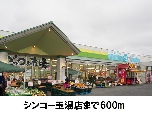近くのシンコー玉湯店まで600m（徒歩8分）