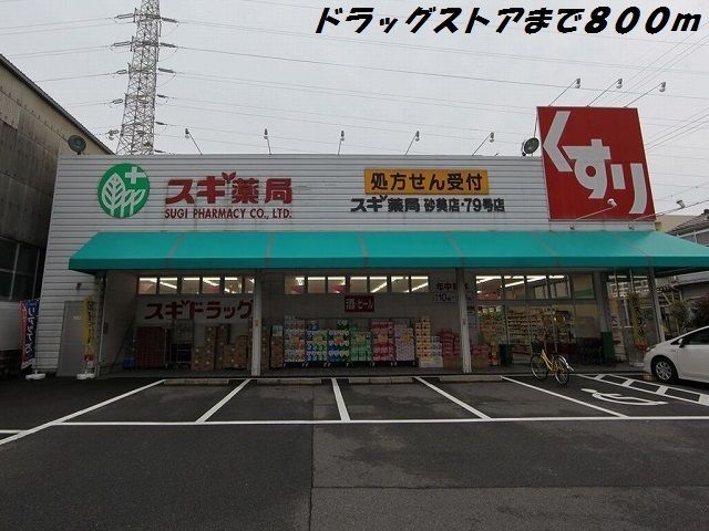 近くのスギ薬局まで800m（徒歩10分）