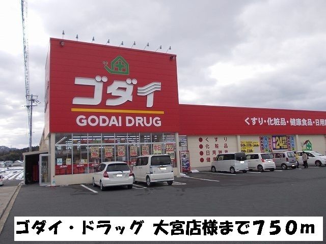 近くのドラッグストアまで750m（徒歩10分）