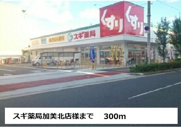 近くのスギ薬局加美北店様まで300m（徒歩4分）