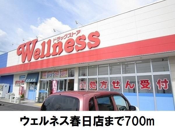 近くのウェルネス春日店まで700m（徒歩9分）