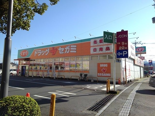 近くのドラッグセガミ日田店まで450m（徒歩6分）
