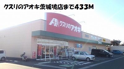 近くのクスリのアオキ茨城境店まで433m（徒歩6分）
