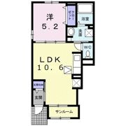 ボヌール K ウワ Aの間取り画像