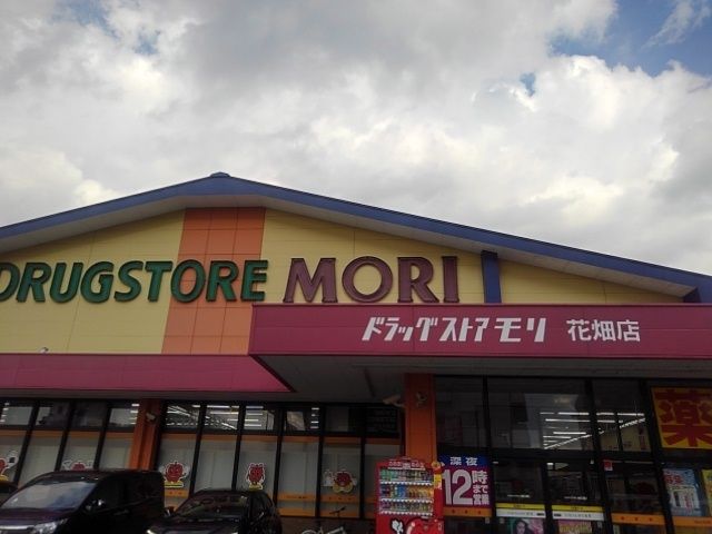 近くのドラッグストアモリ花畑店まで820m（徒歩11分）