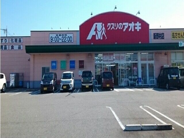 近くのクスリのアオキ新野村店まで750m（徒歩10分）
