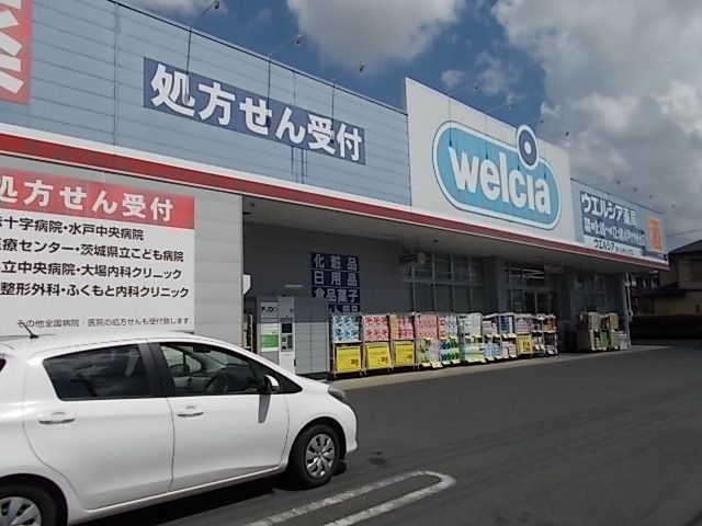 近くのウエルシア水戸けやき台店まで400m（徒歩5分）