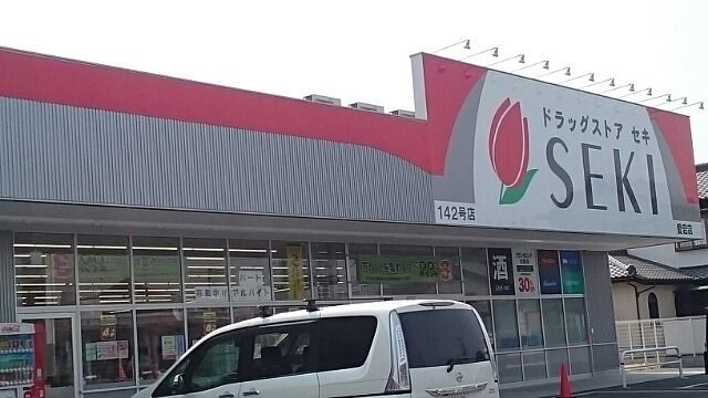 近くのドラッグストアセキ愛宕店まで800m(徒歩10分)