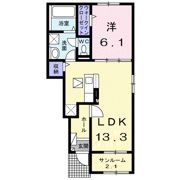 シャトー ソレイユ Ⅱ Aの間取り画像