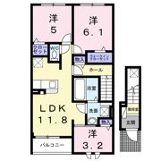 ポンテ アルト 池上 Bの間取り画像