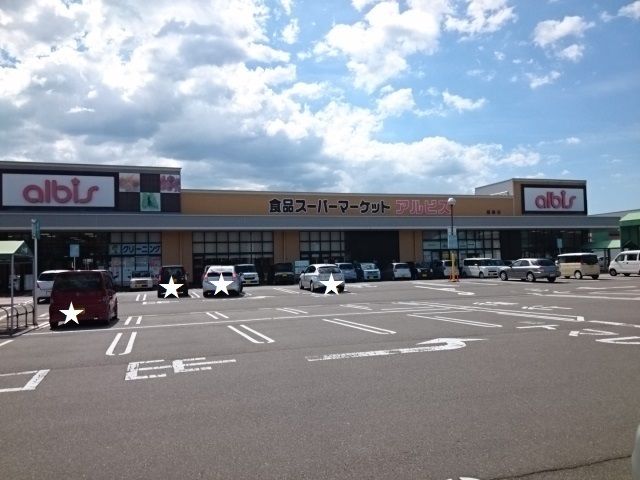 近くのアルビス稲寄店まで750m（徒歩10分）