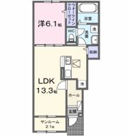 サンライズ リバー NKの間取り画像