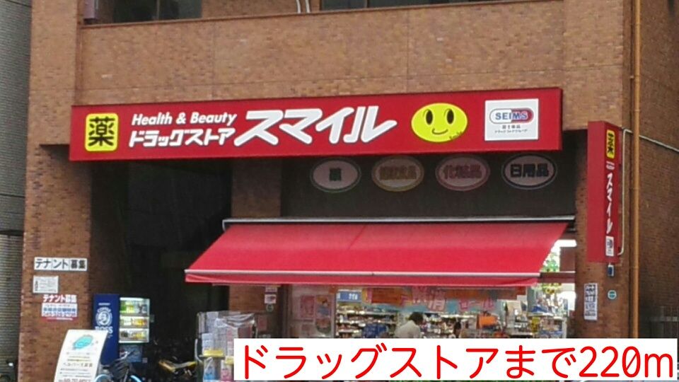 近くのドラッグストアまで220m（徒歩3分）
